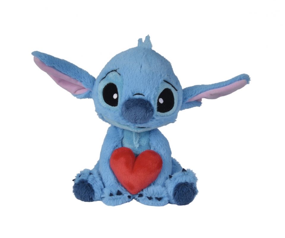  plush stitch with heart blue red 25 cm 